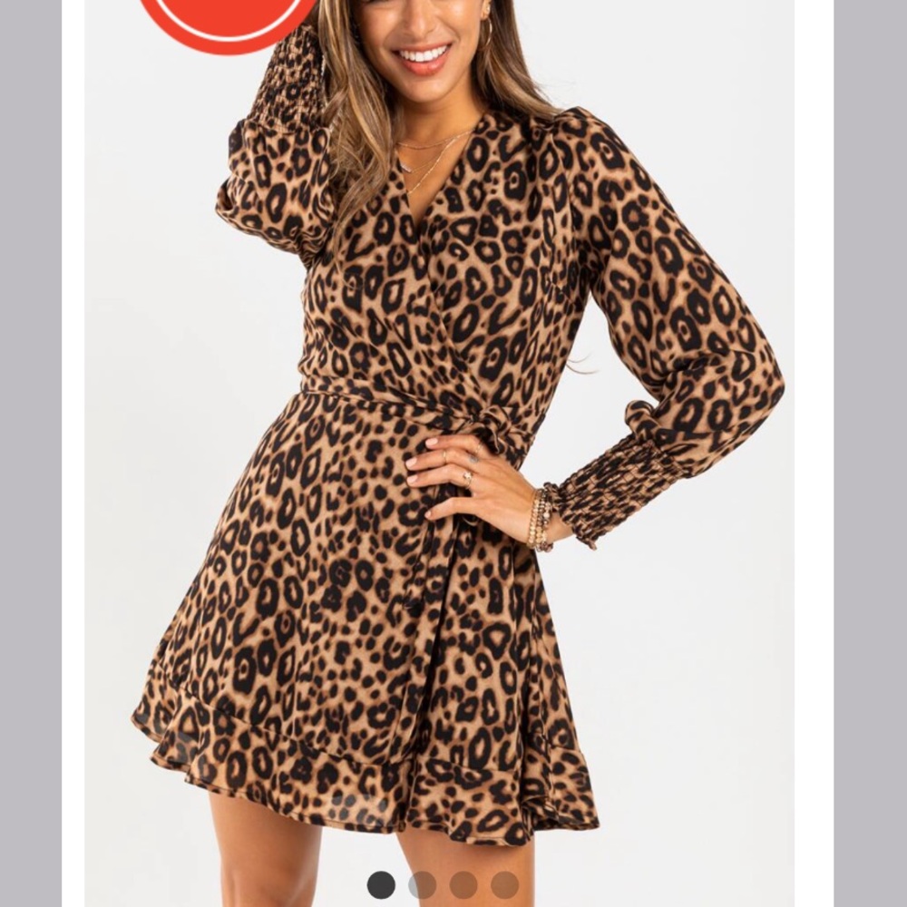 New Francesca’s Mi Ami Leopard Wrap Mini Dress XXS